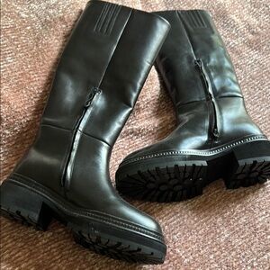 Alias Mae Black Leather Knee-High Boots from Wrap London